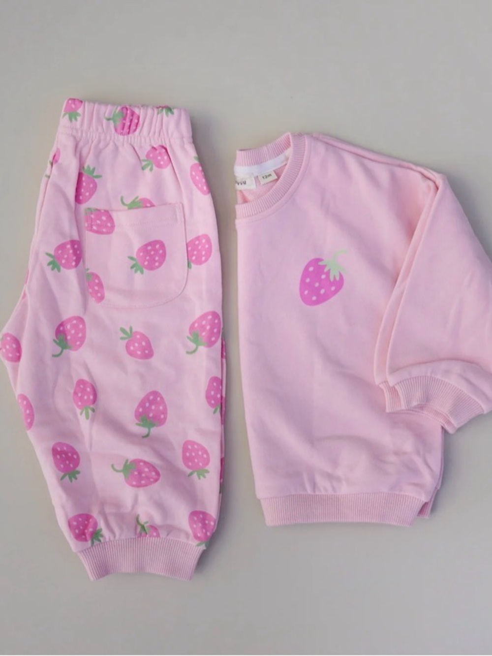 Pink Strawberry Kids Pajama Set with Cute Fruit Print